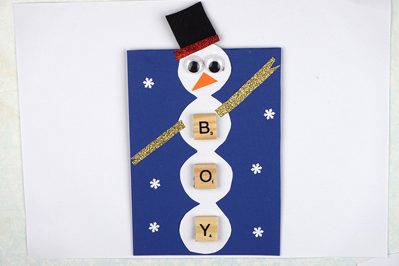 DIY Snowman Card for Baby Boy with Scrabble Letters - Crafts With Lisa
